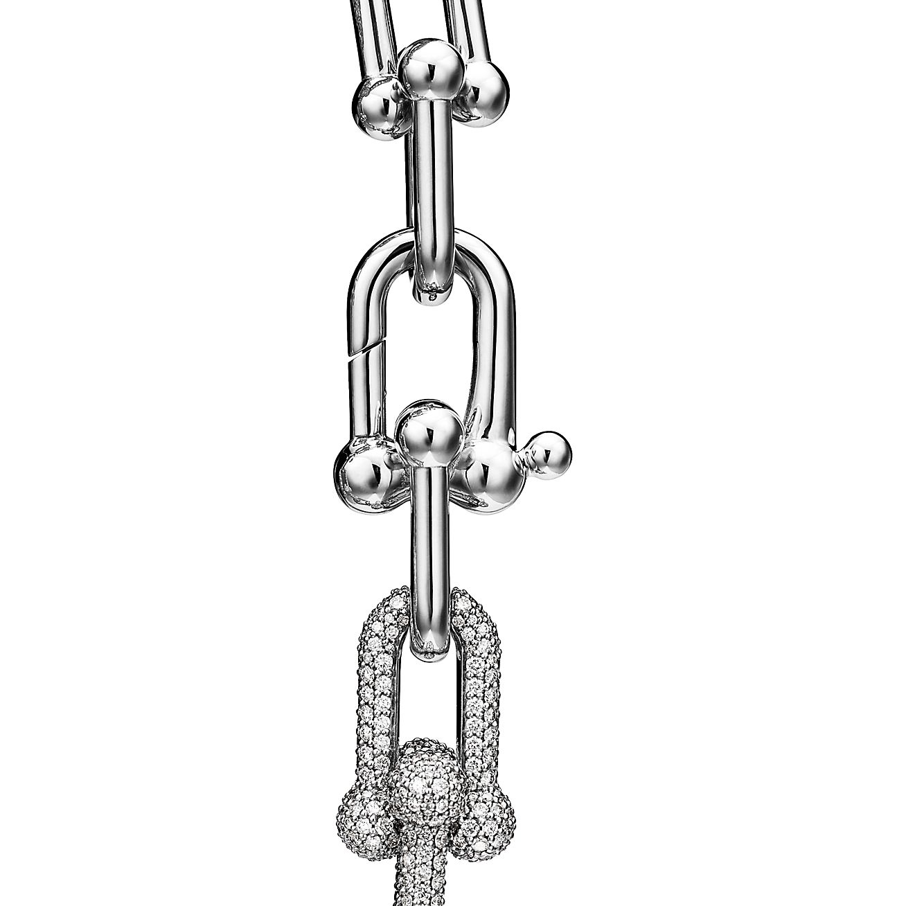 BRACELET À GRANDS MAILLONS EN OR BLANC AVEC DIAMANTS