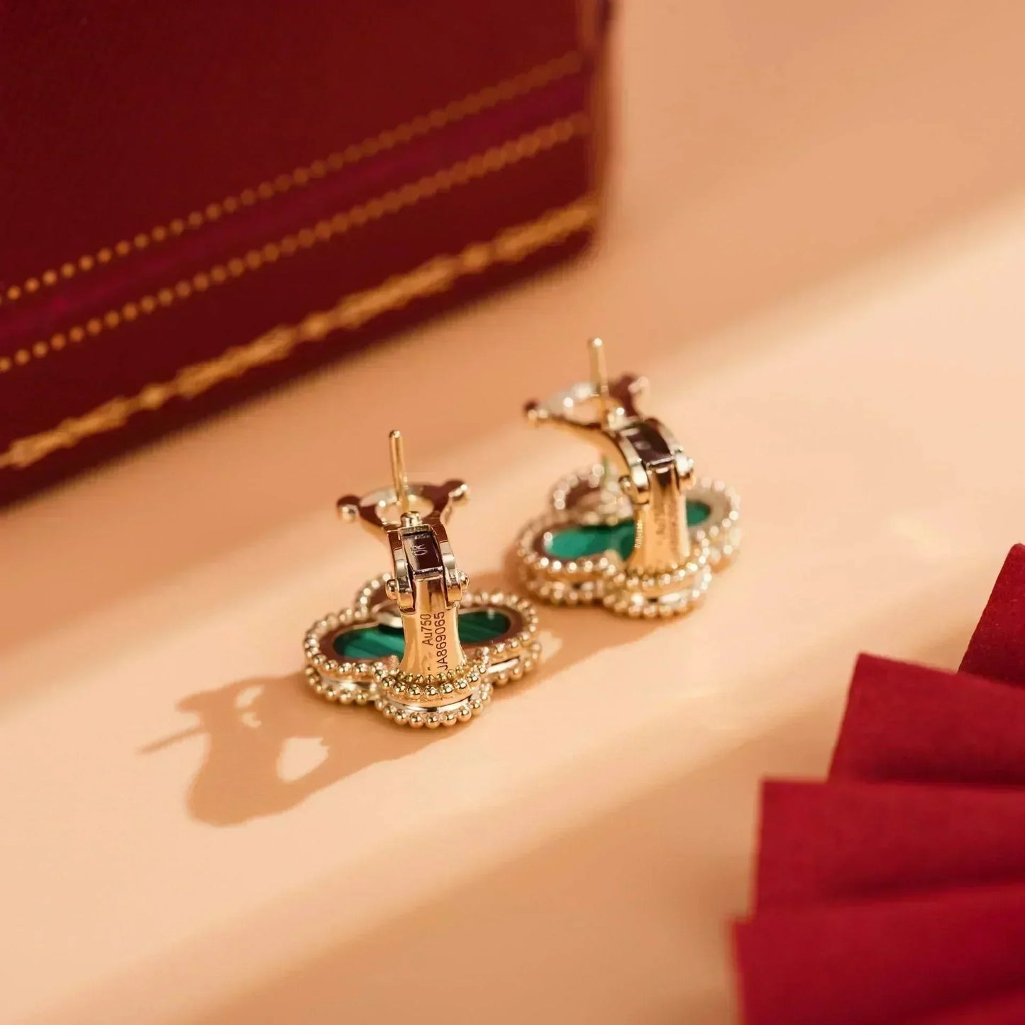 CLOVER MEDIUM 1 MOTIFS MALACHITE EARRINGS