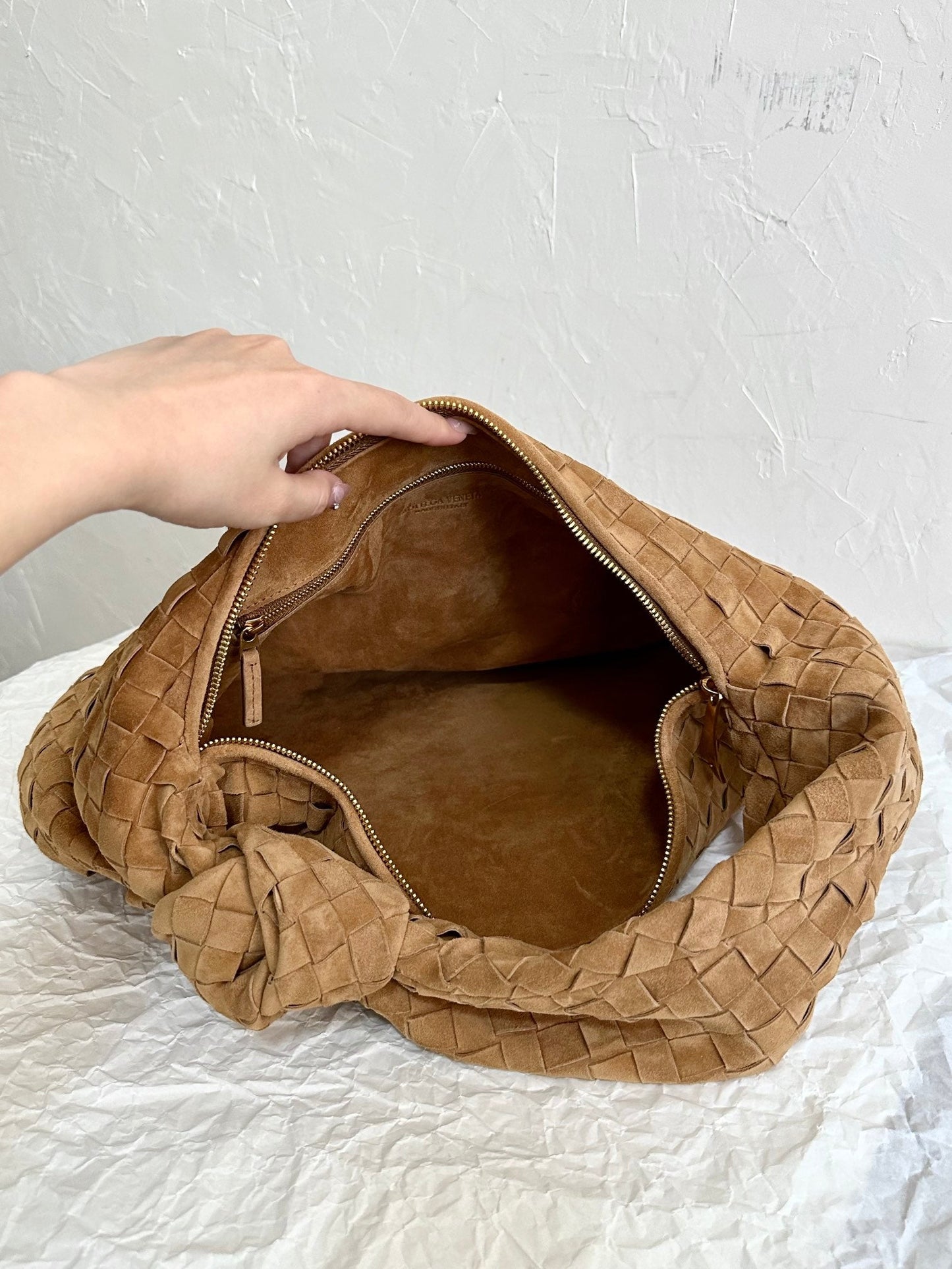 BV SMALL JODIE 48CM CUIR DAIM MARRON