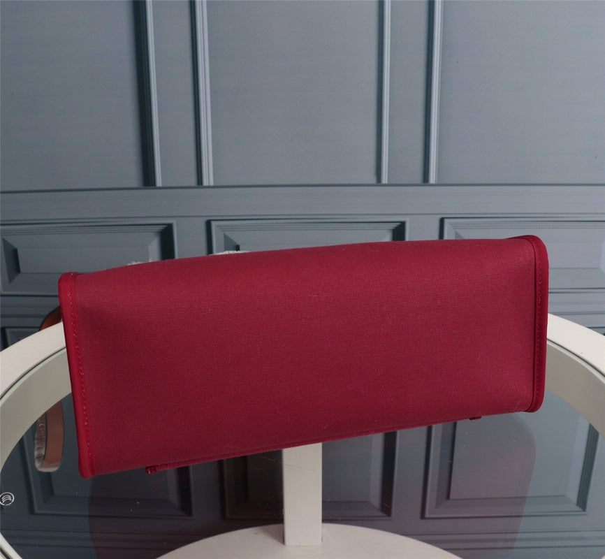 HM HERBAG ZIP 31 TOILE ROUGE VIN ET CUIVRE