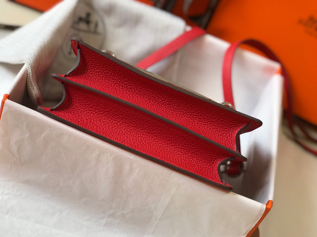 HM SAC ROULIS 18 CUIR TOGO ROUGE