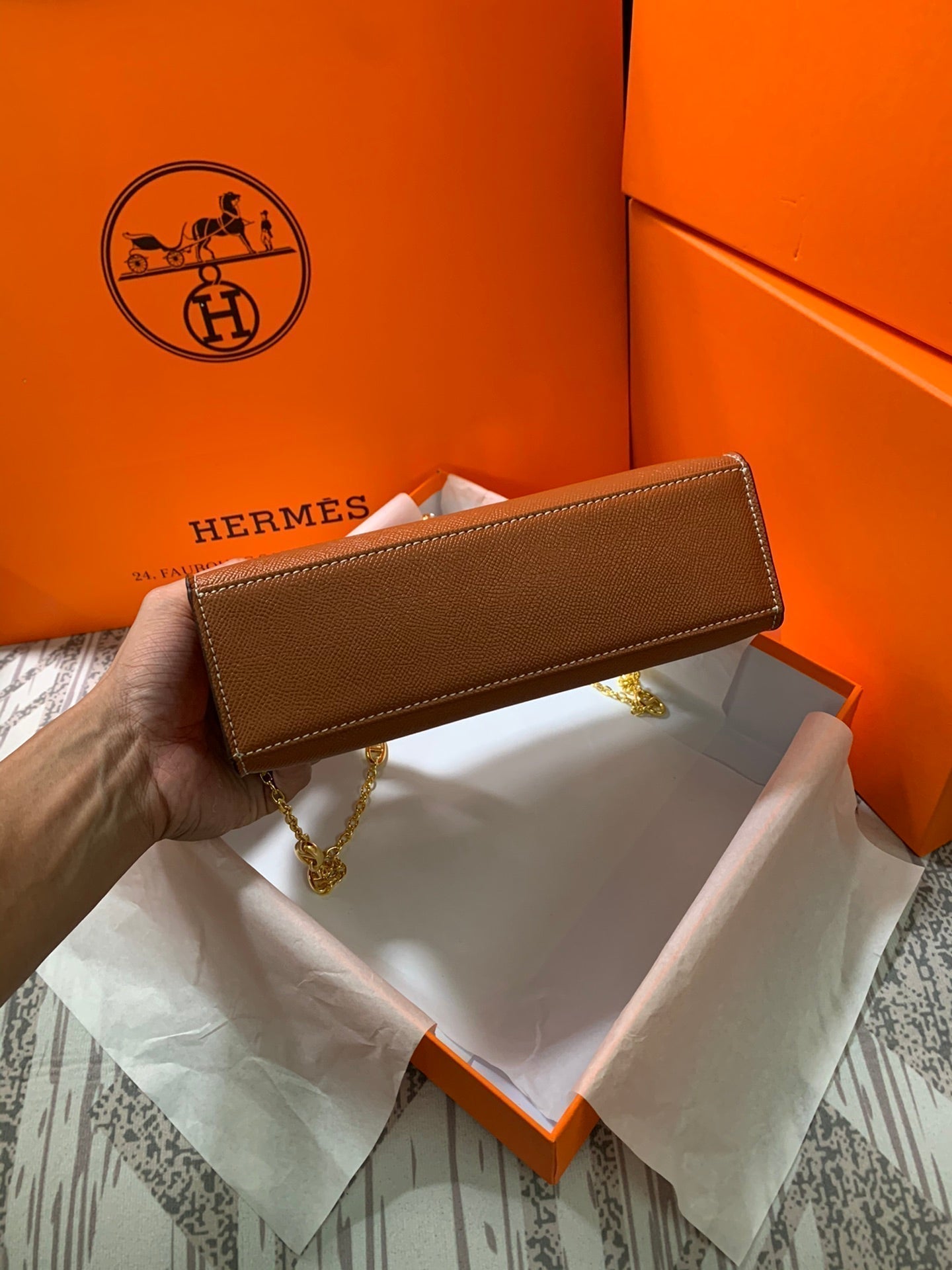 HM KELLY MINI POCHETTE 22 CIDRE EPSOM