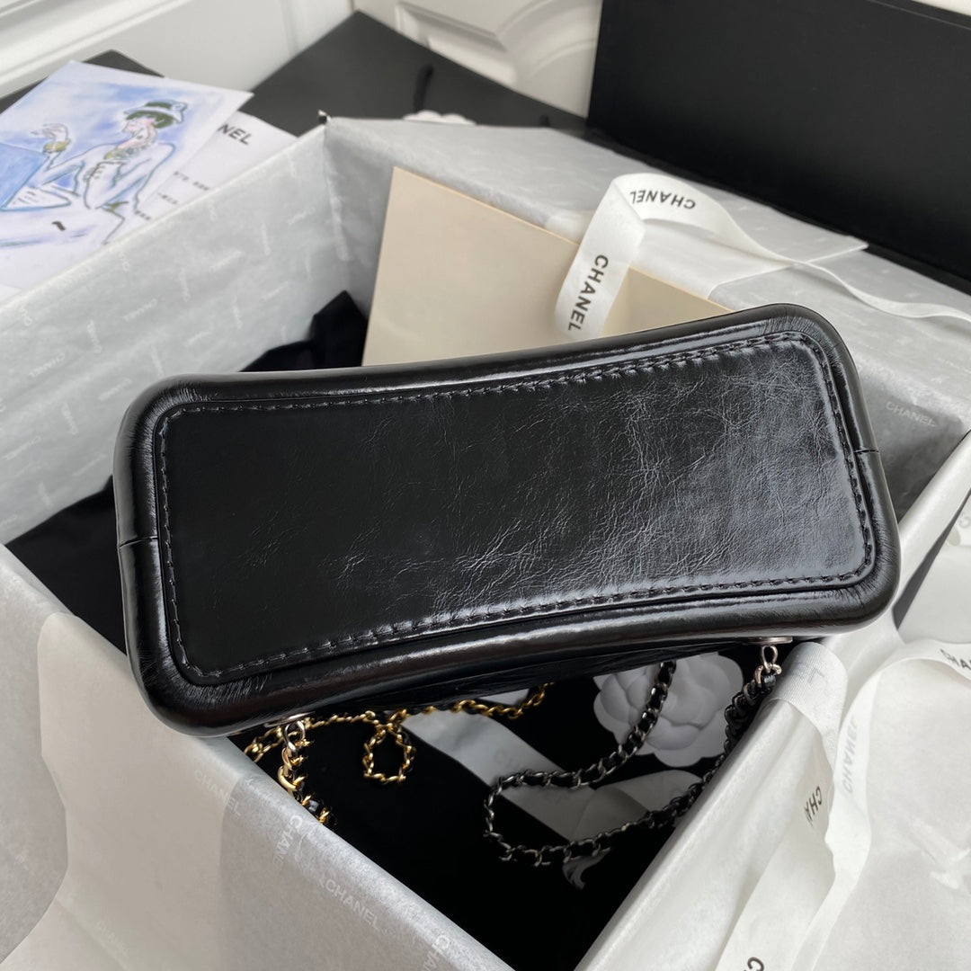 Petit sac à dos CC GRABRIELLE 24 pouces en cuir de veau noir