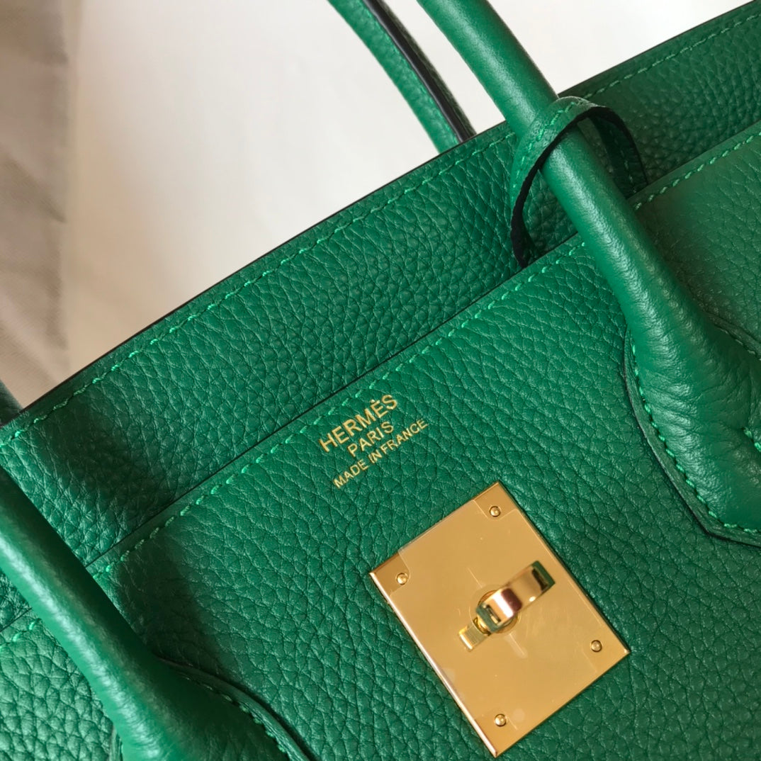HM BIRKIN CUIR TOGO VERT QUINCAILLERIE DORÉ