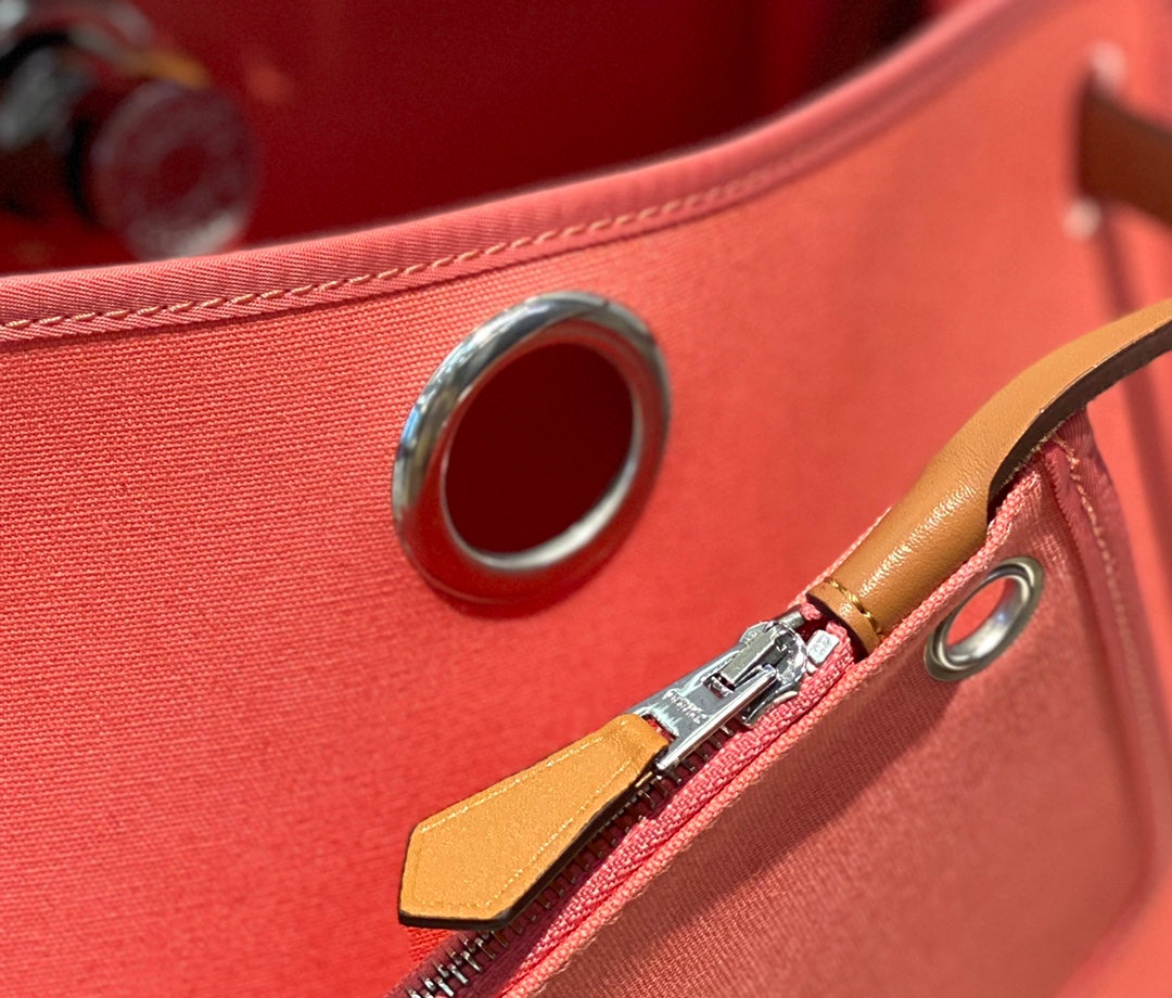 Herbag 31 Toile Rose Toile Cuir de vachette doré