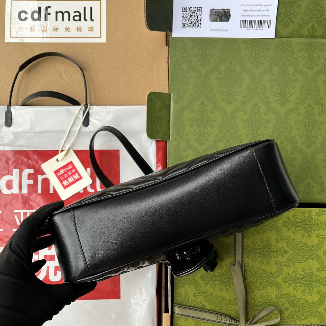 gg marmont 26cm tout cuir de veau noir