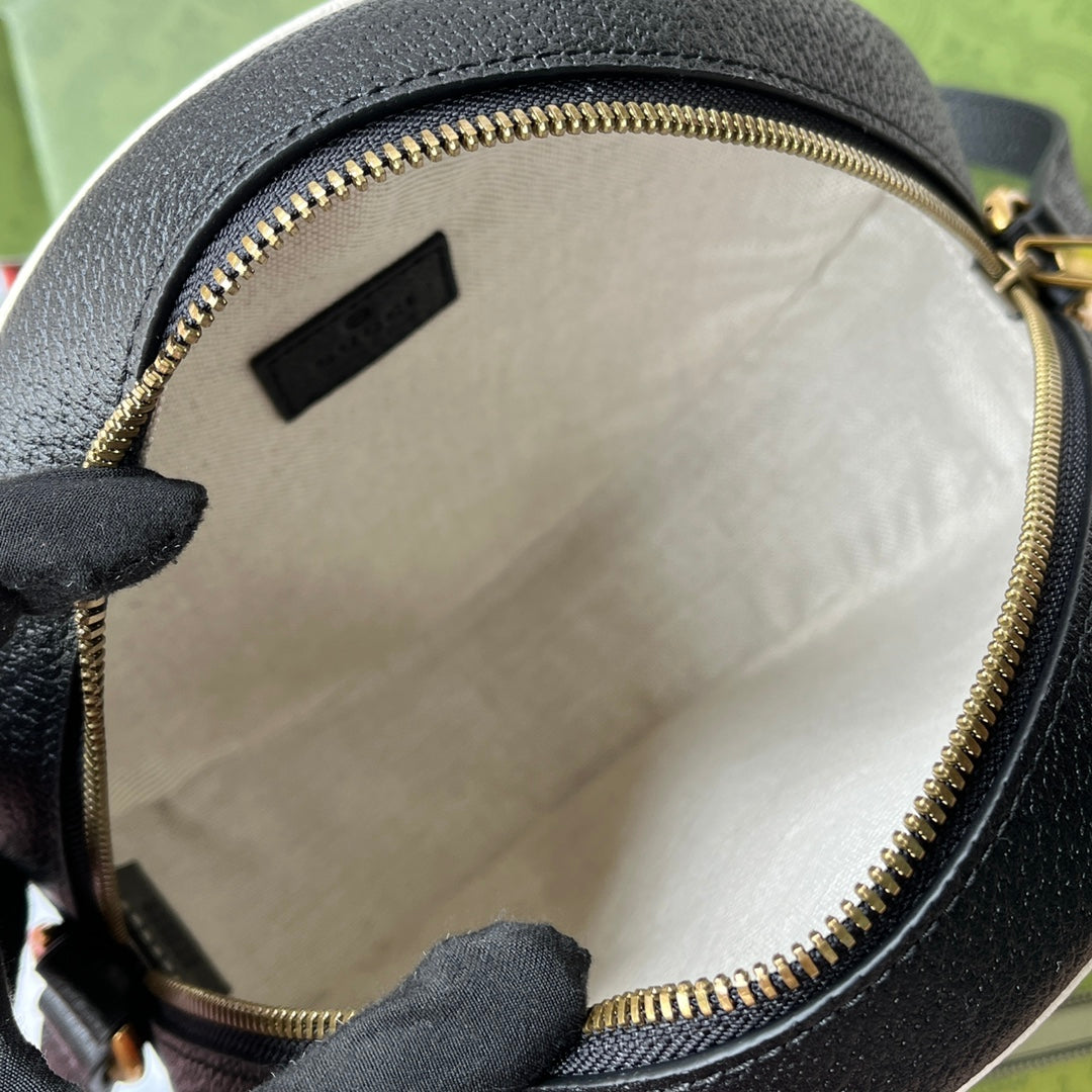 Sac bandoulière GGxADIDAS OPHIDIA 22 en cuir de veau noir et blanc