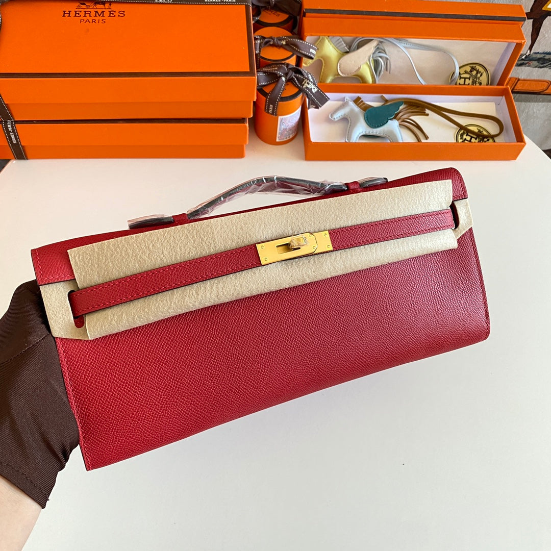 HM Kelly Cut 31 Cuir Epsom rouge Quincaillerie dorée 229051