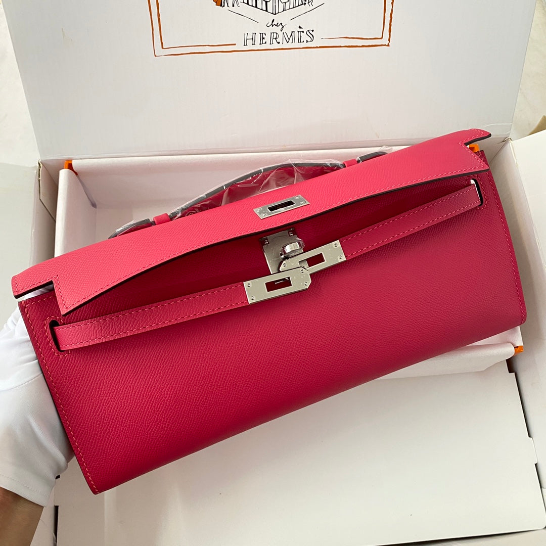 HM Kelly Cut 31 Cuir Epsom rose cramoisi Quincaillerie argentée 229061