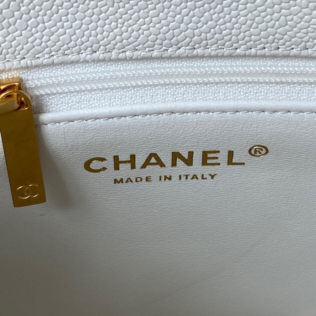 Sac à rabat 20 cm Blanc Caviar Quincaillerie dorée
