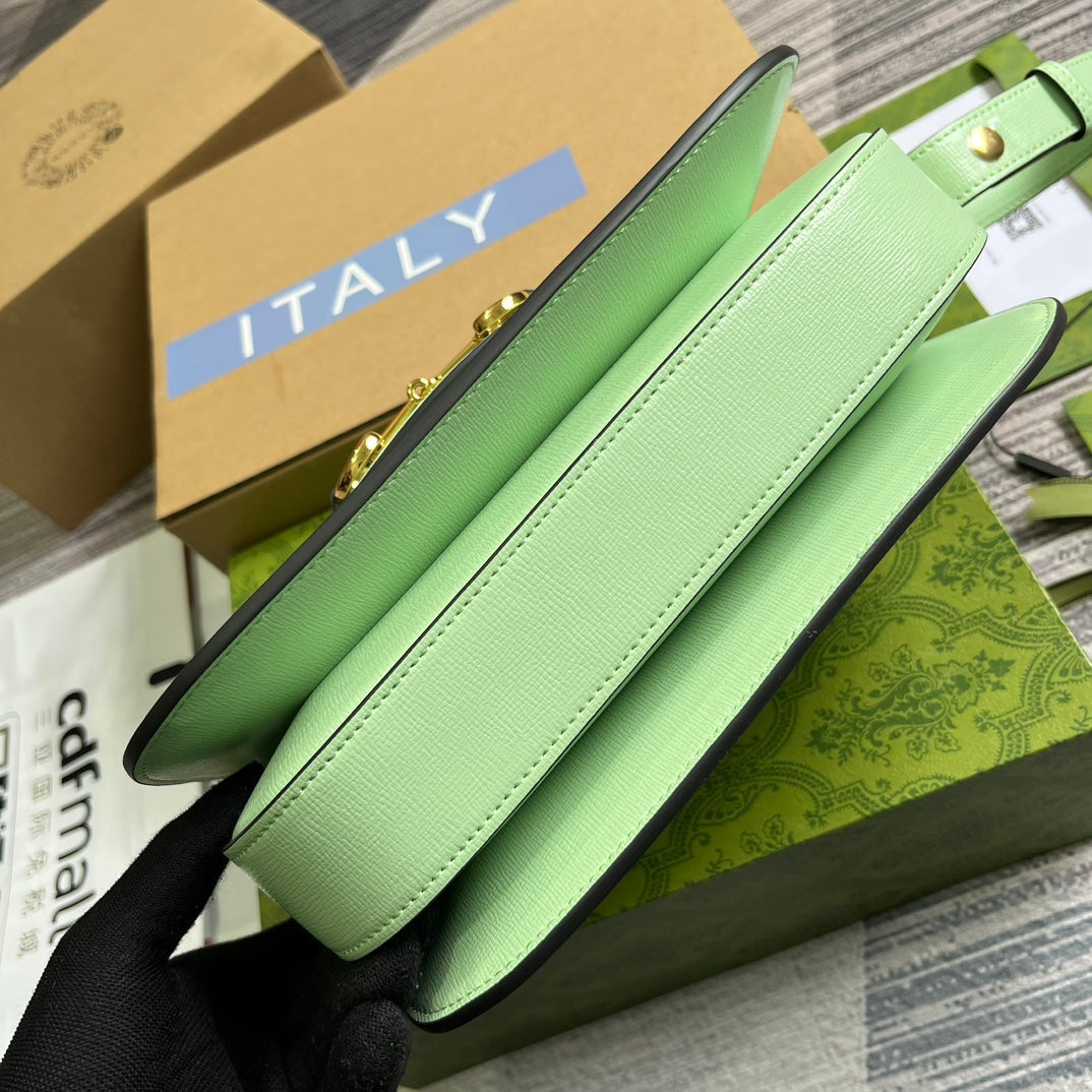 MINI SAC 25 GG HORSEBIT 1955 EN CUIR DE VEAU VERT CLAIR