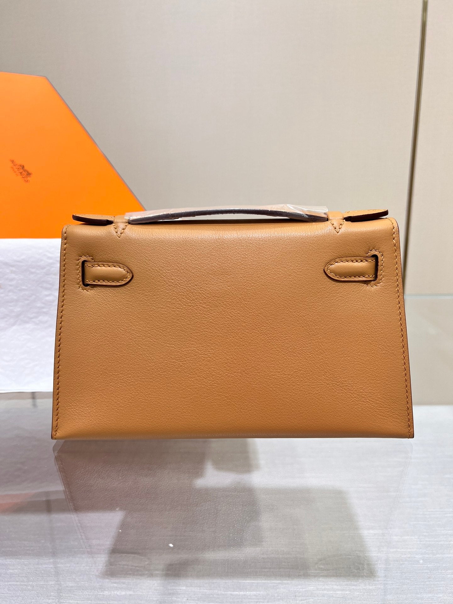 Pochette HM Kelly 22 cm Marron Swift Quincaillerie dorée