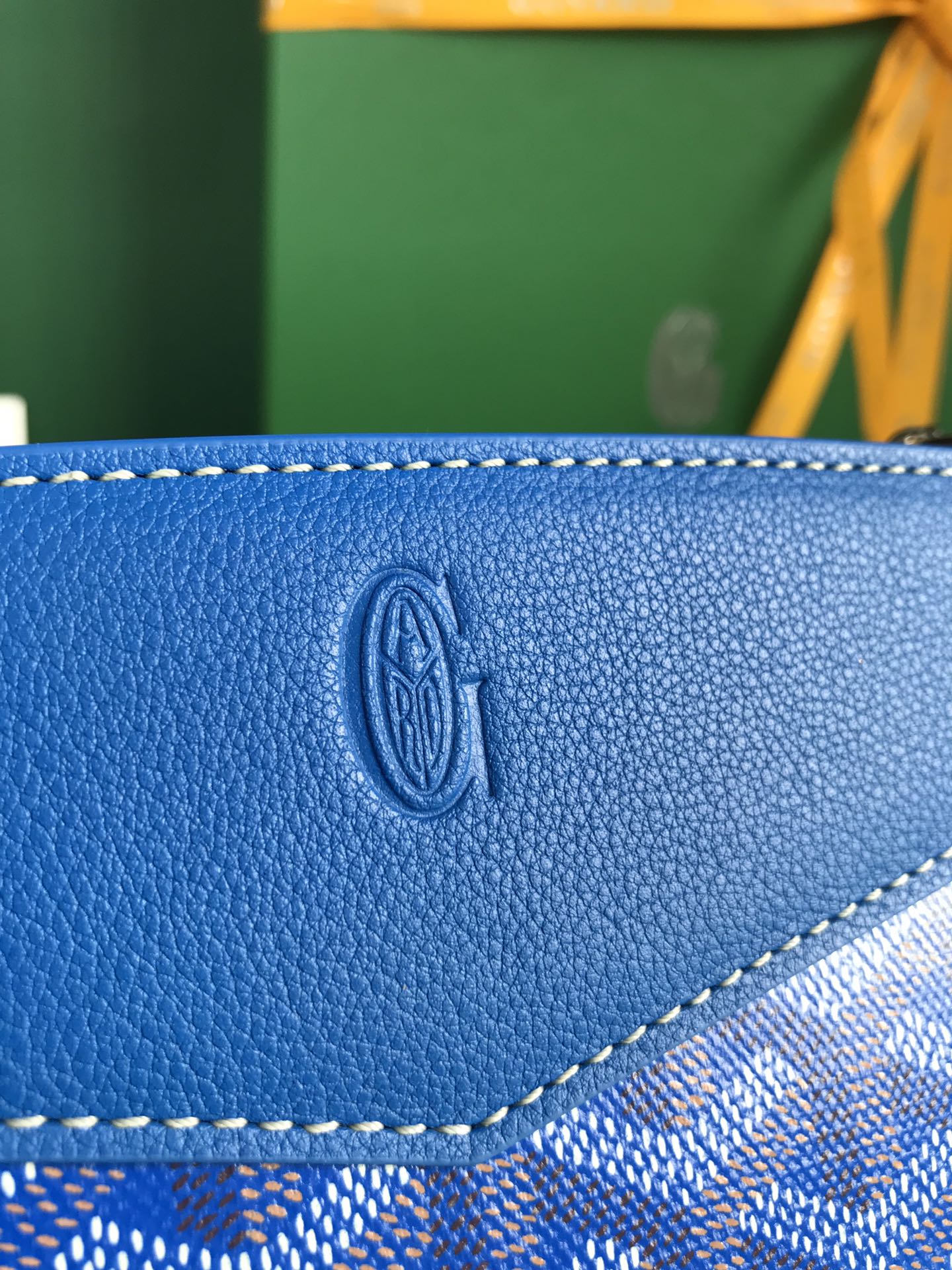 MINI SAC ROUETTE STRUCTURÉ 21 EN TOILE GOYARDINE BLEU SAPHIR ET CUIR DE VEAU