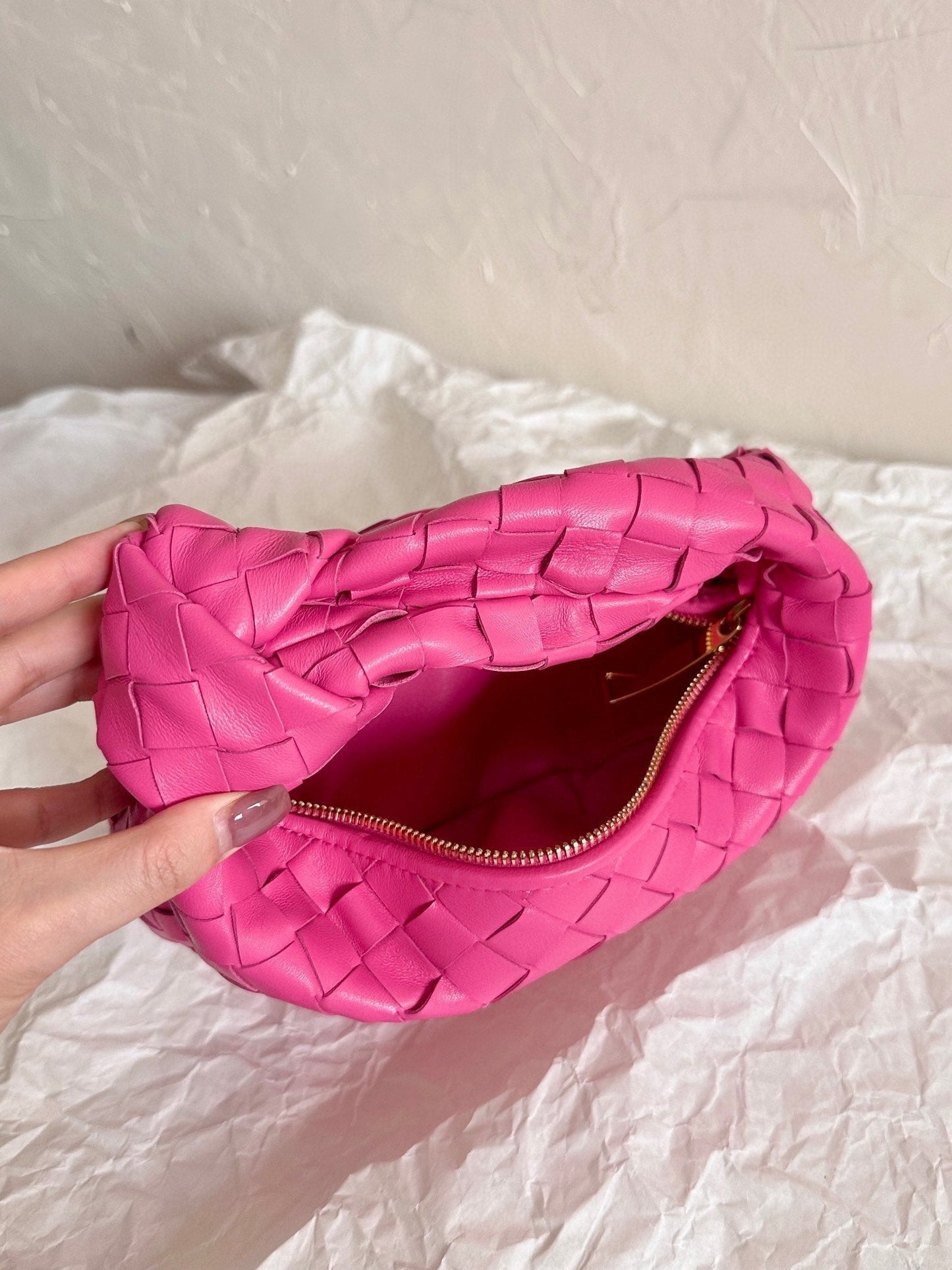 mini jodie 28 en cuir d'agneau rose foncé