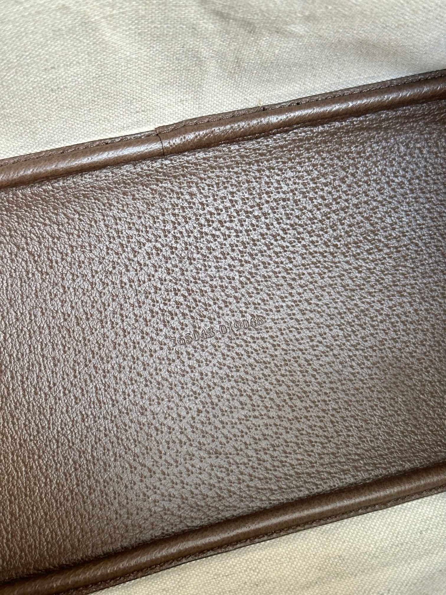 Petit sac cabas OPHIDIA 31 en toile beige et cuir de veau marron