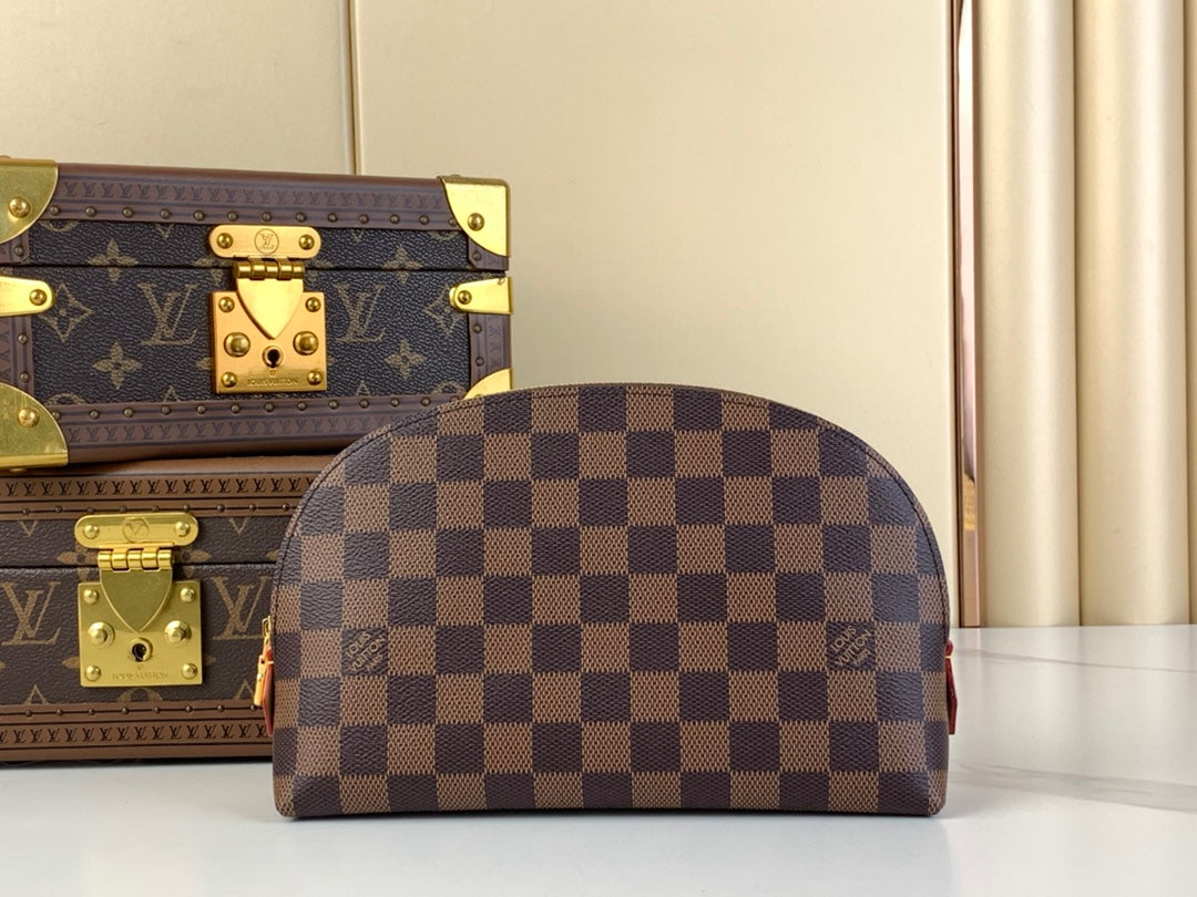 POCHETTE COSMETIQUE 22 EN TOILE DAMIER EBENE MARRON