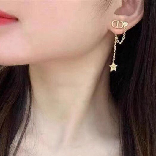 BOUCLES D'OREILLES PETIT CD STAR OR DIAMANT
