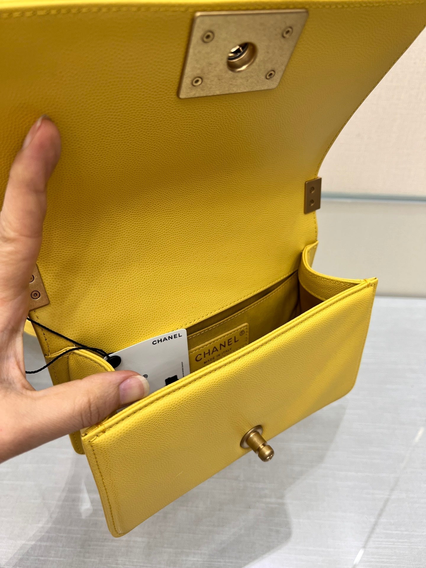 ボーイズバッグ スモール 20 イエローキャビア ゴールド金具