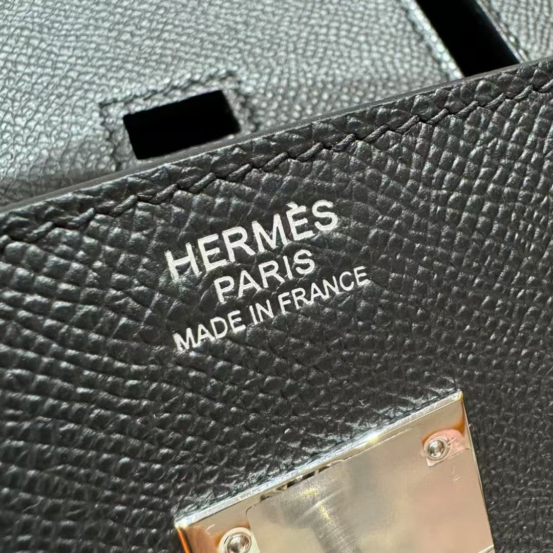 HM BIRKIN SELLIER CUIR EPSOM NOIR QUINCAILLERIE ARGENTÉE