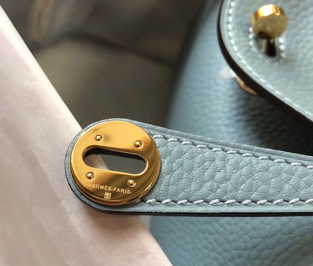 HM Mini Lindy 20 cm Bleu Lin Clémence Cuir
