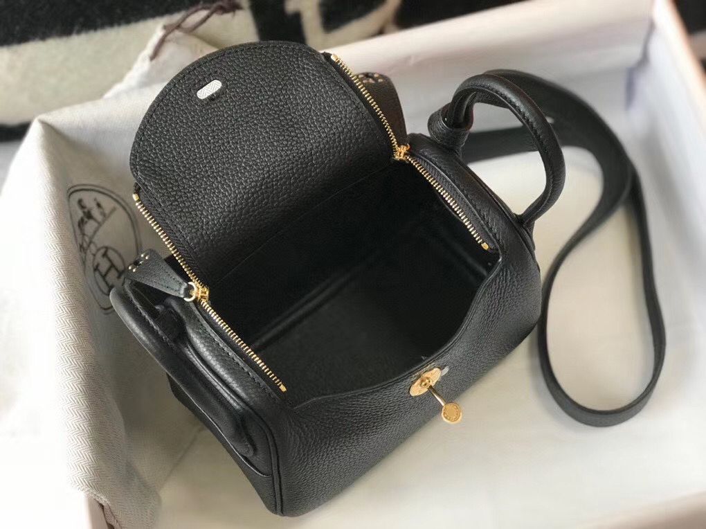 HM Mini Lindy 20 cm Cuir Clémence Noir