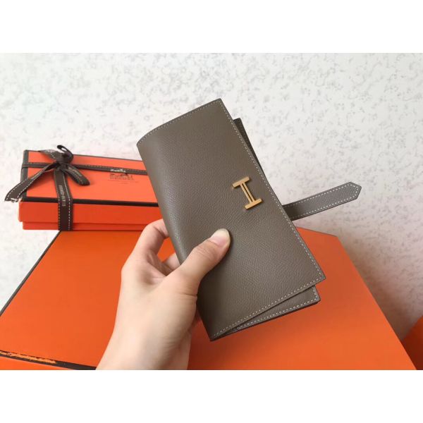 Portefeuille à soufflet HM Taupe Epsom Bearn 17,5