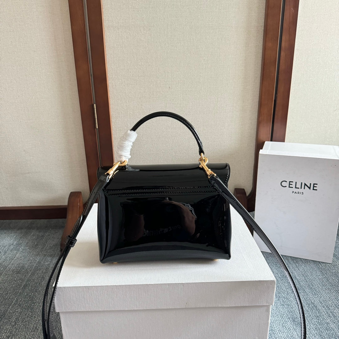 ティーン ニノ バッグ 20インチ ブラック グロッシーカーフスキン ゴールド金具