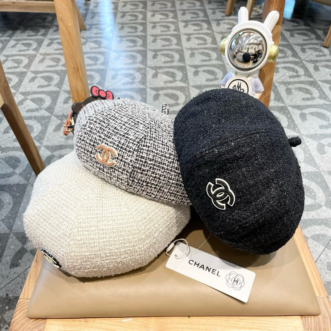 BÉRET EN TWEED DE LAINE NOIR ET BLANC 430011