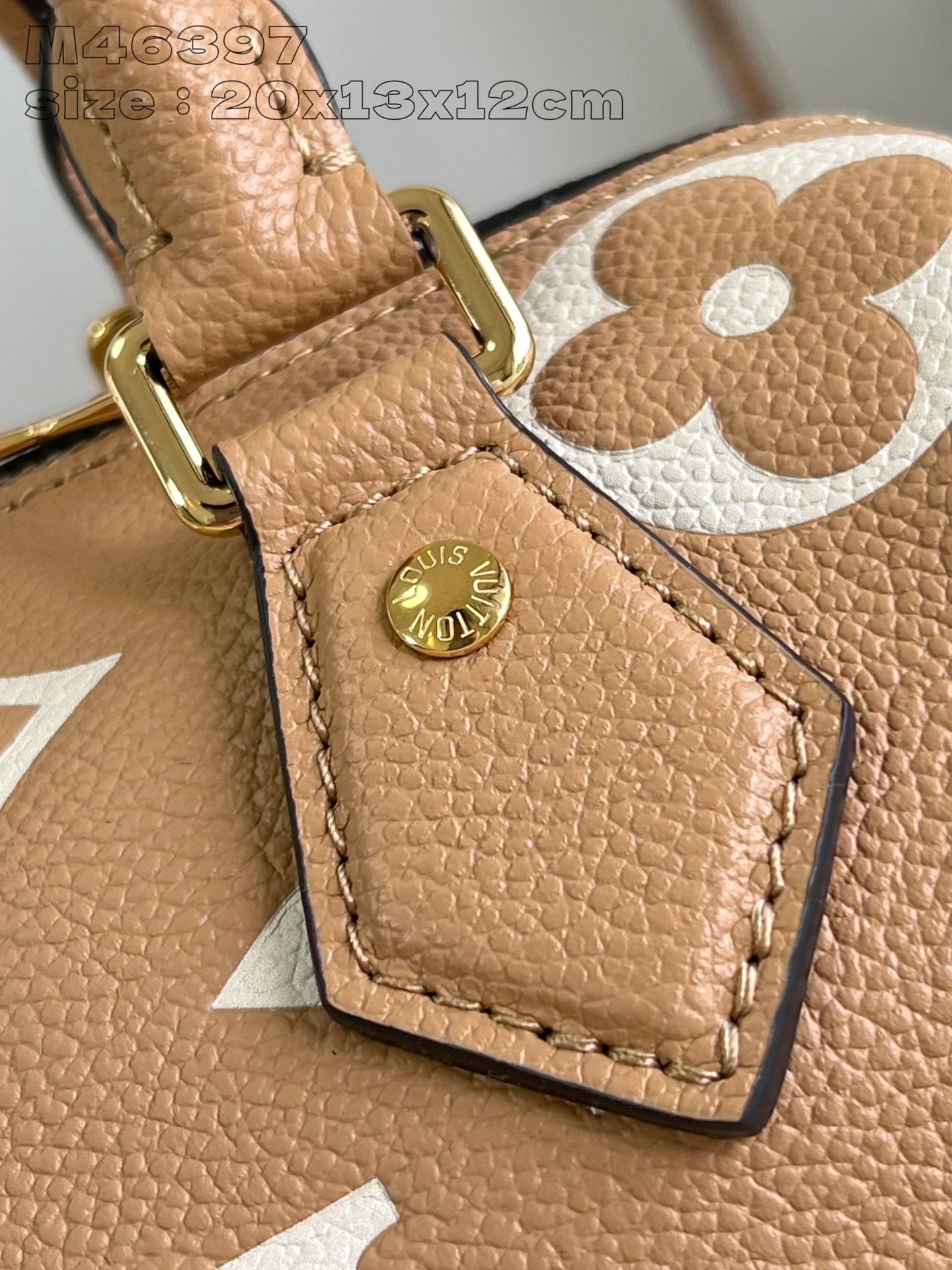Speedy Bandouliere 20 Cuir de veau Empreinte Monogram Marron Blanc