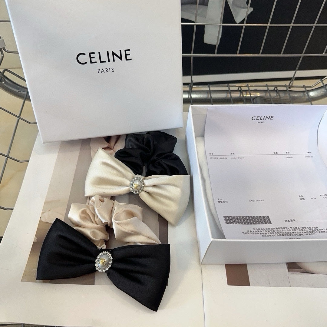 Chouchou en soie noir et blanc mélangé 410892