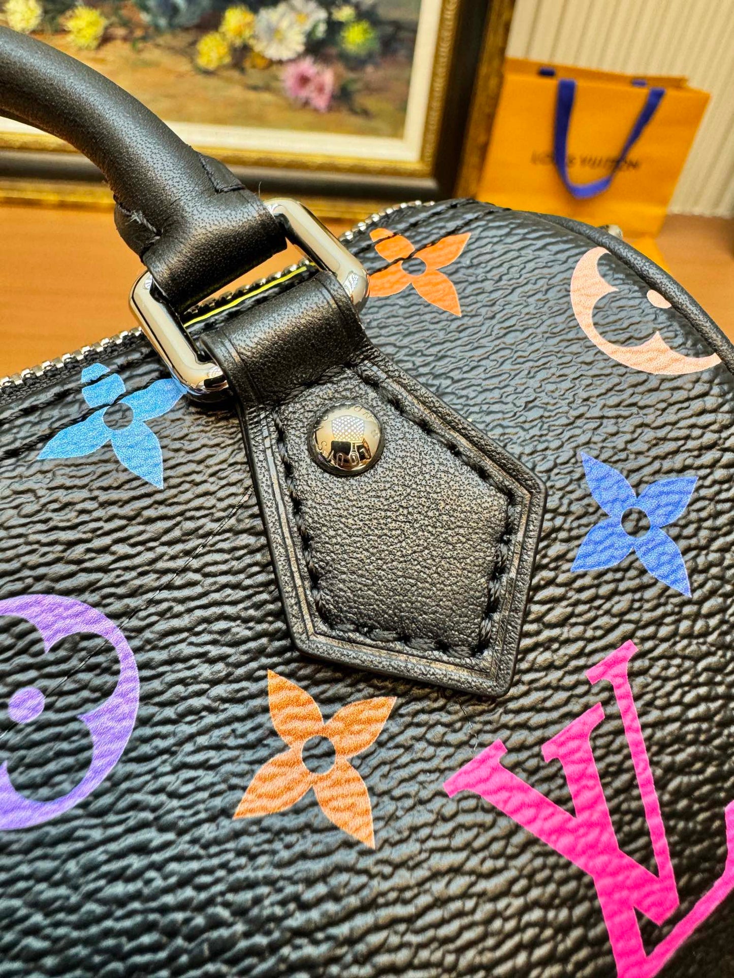 LV ナノ スピード 16cm ブラック マルチカラー モノグラム キャンバス 206013