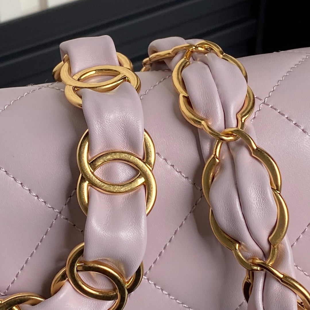 CC 24K Mini Flap Bag 21cm Light Violet Lambskin Gold Hardware