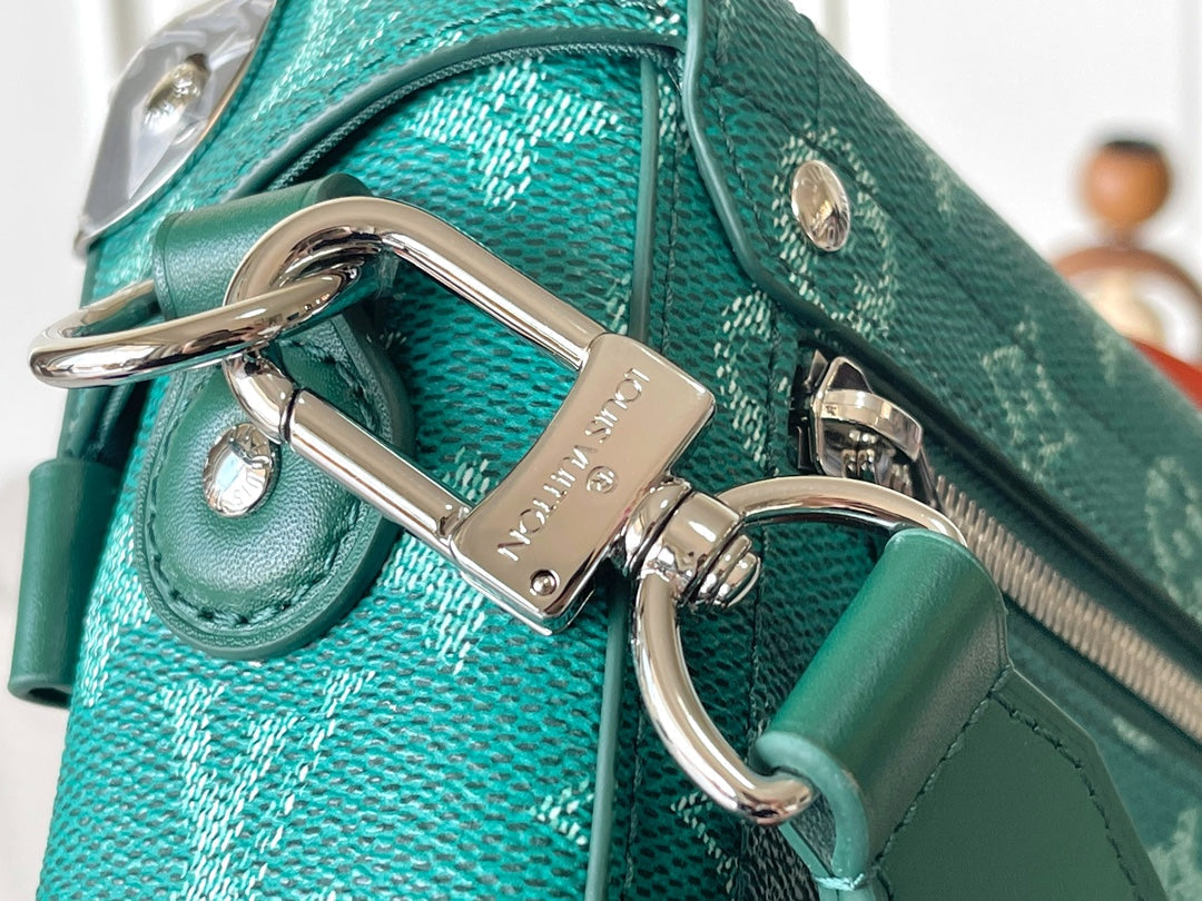 SOUL TRUNK 19 EN TOILE VERT MONOGRAMME HERITAGE QUINCAILLERIE ARGENTÉE