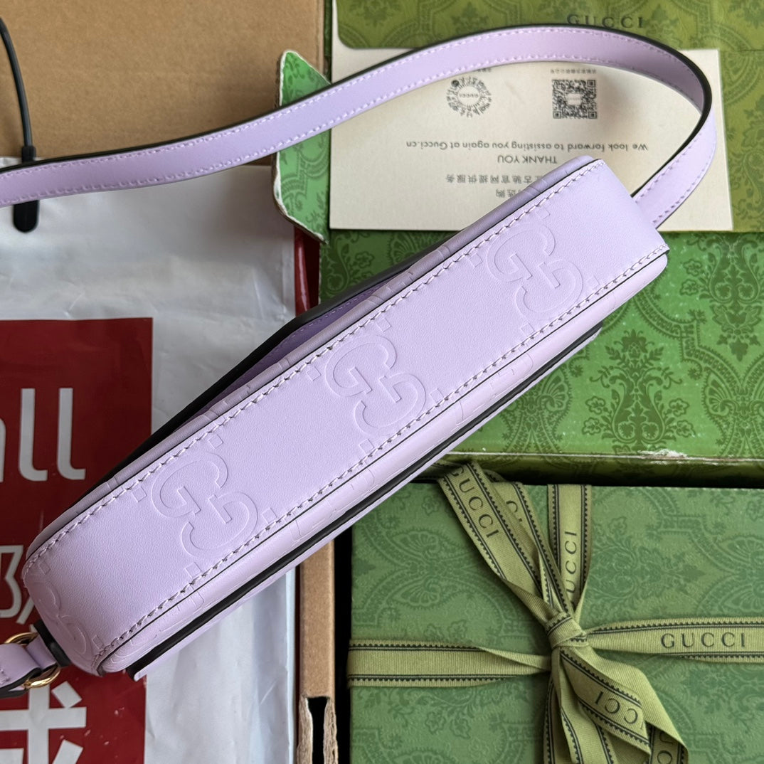 SUPER MINI SAC BANDOULIÈRE 21 EN CUIR DE VEAU GAUFRÉ VIOLET CLAIR