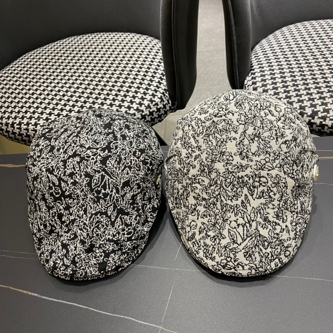 CASQUETTE BAKER BOY EN TISSU BLANC ET NOIR 431518