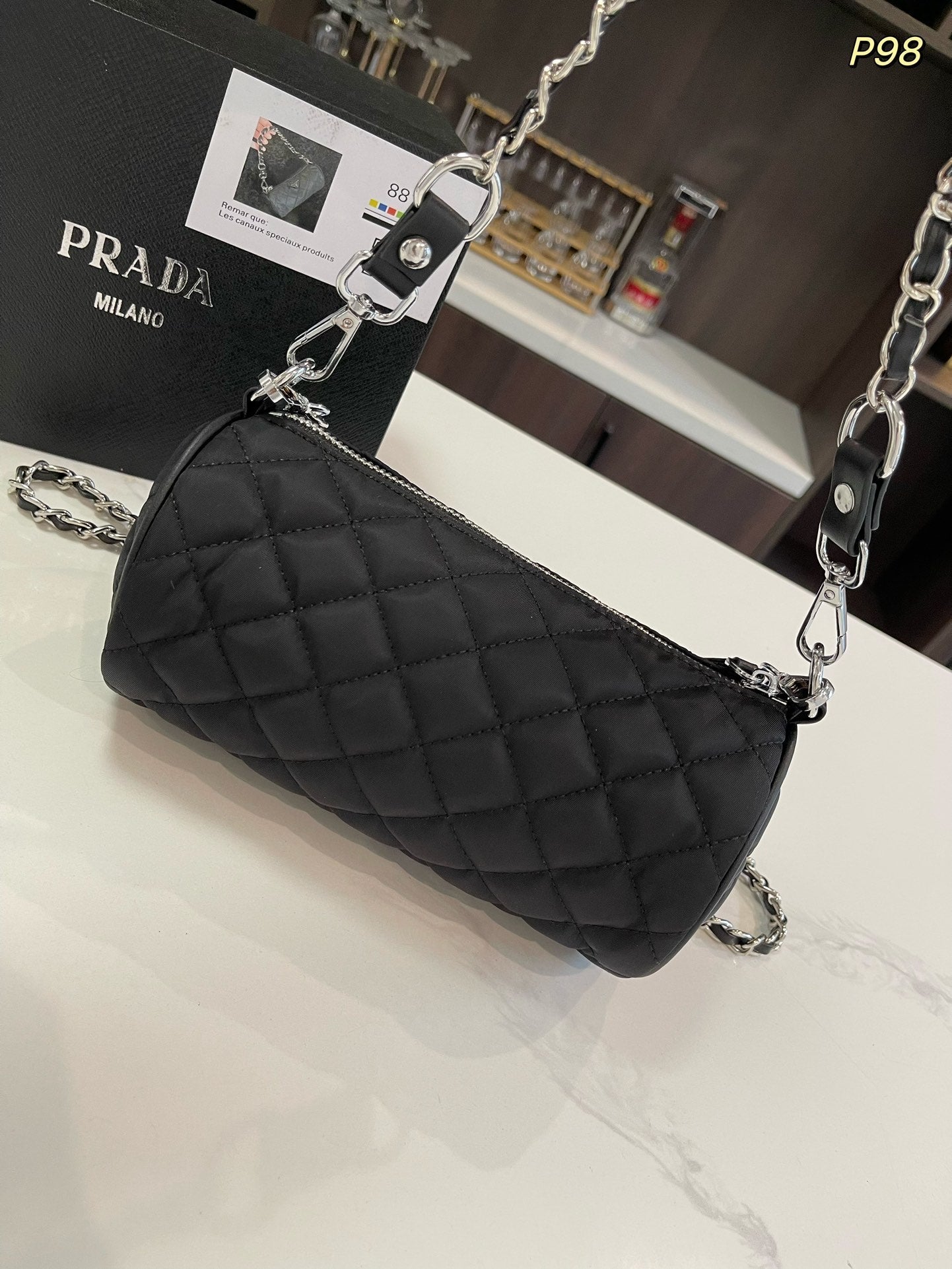 PRA シリンドリカル 20 バッグ(ブラック、REナイロン、シルバー金具)