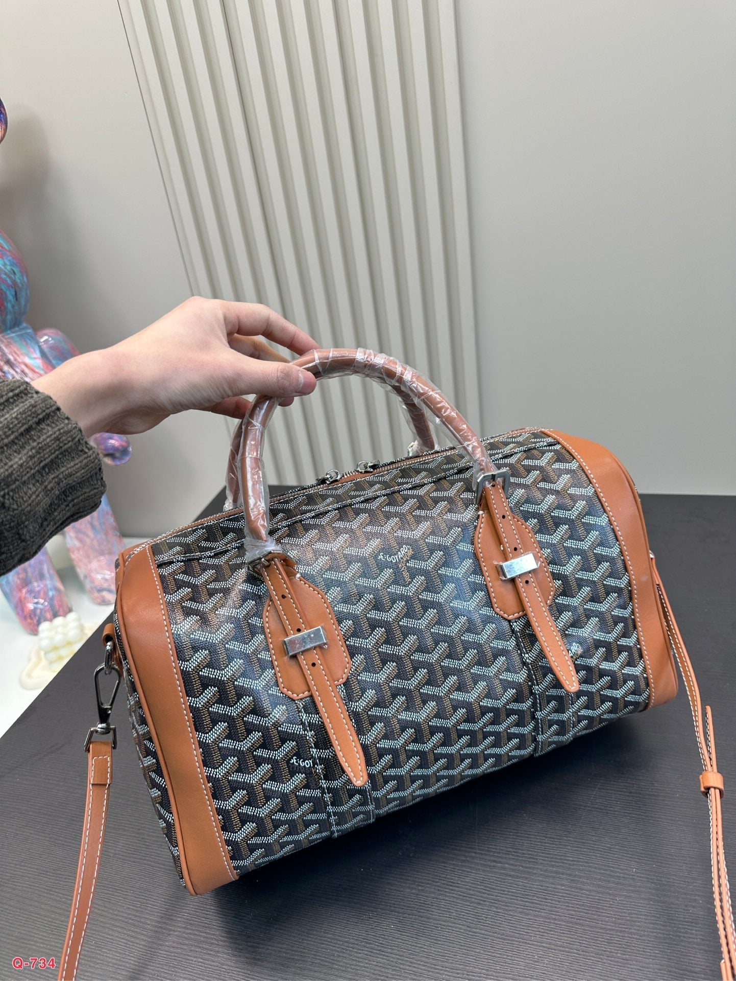 SAC HARDY PM バッグ 35 ブラック ゴヤルディン キャンバスとタン カーフスキン