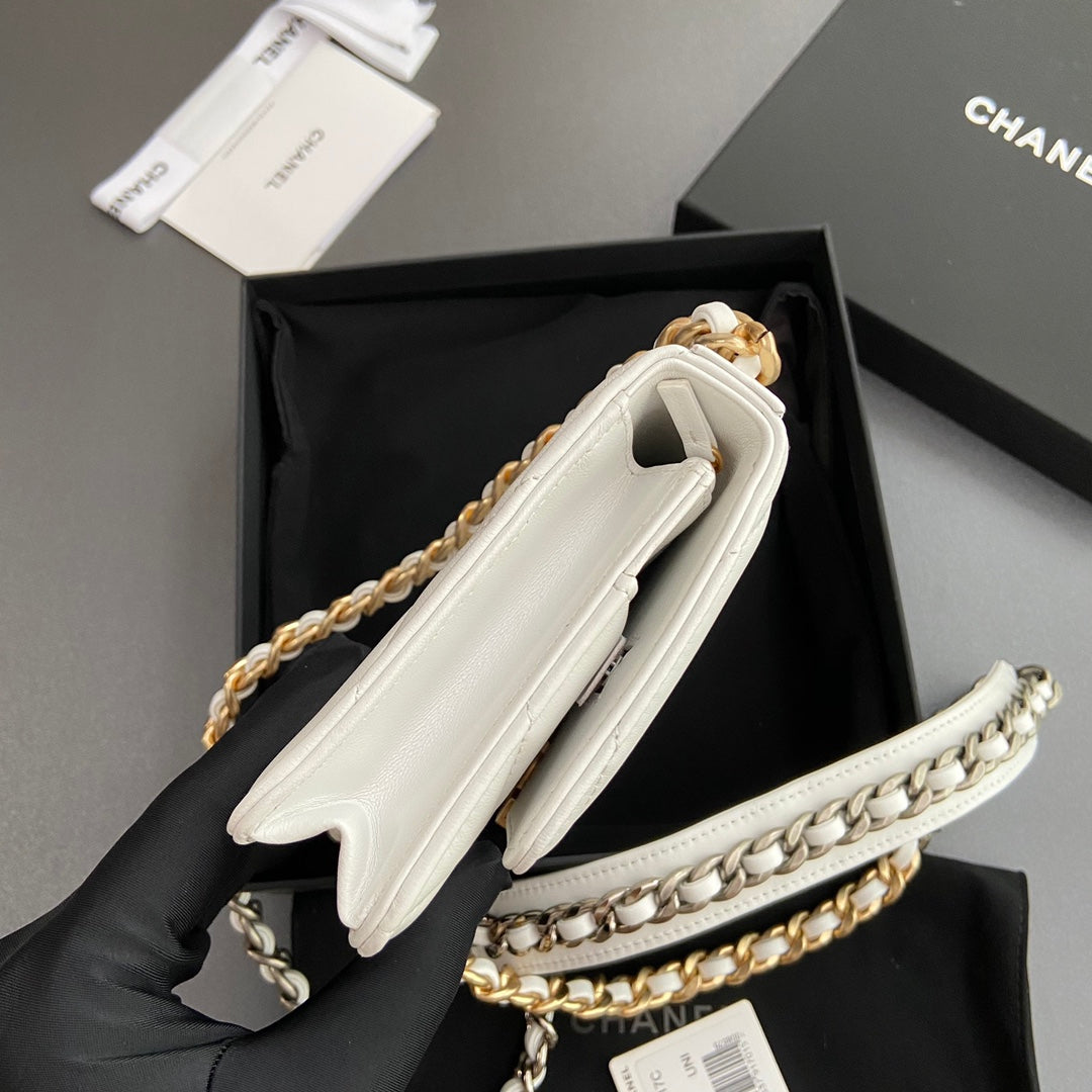 CC 19 Woc 19 cm Cuir de veau blanc Quincaillerie dorée