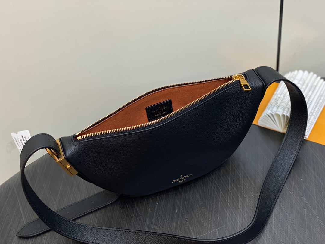 ローキーバムバッグ 28cm ブラックカーフスキン