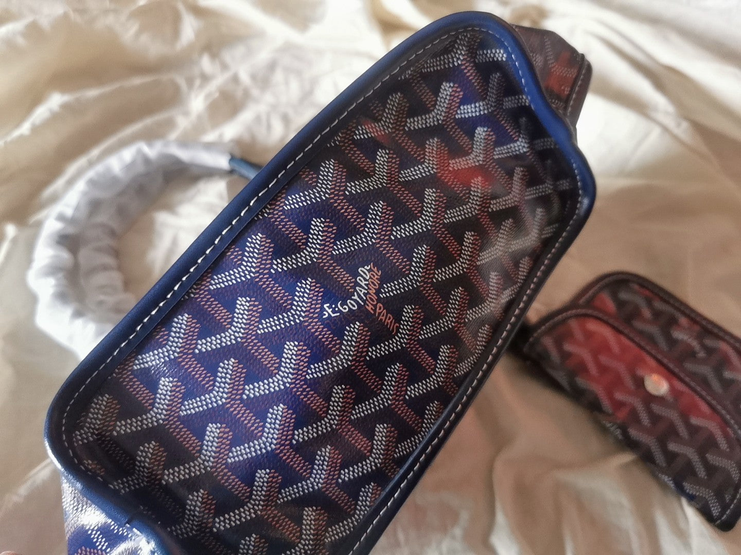 MINI SAC HOBO BOHEME 38CM TOILE BLEUE