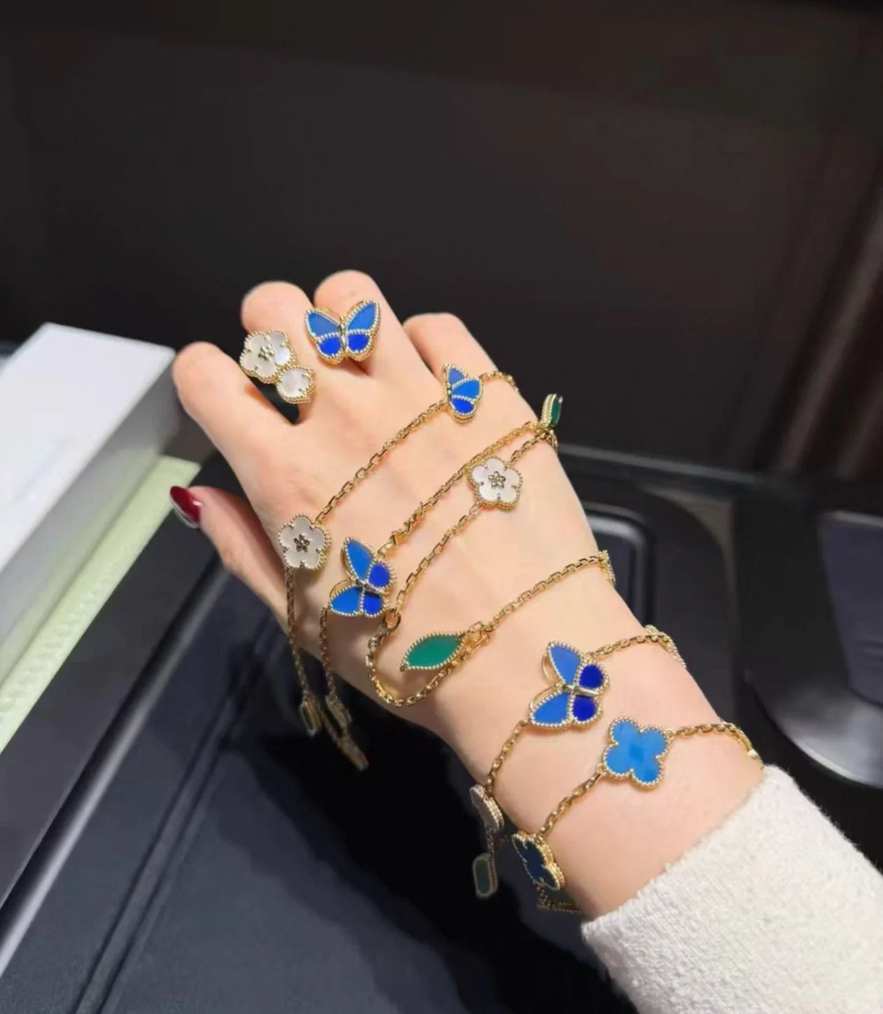 2026 New Arrival LUCKY SPRING CLOVER 5 MOTIF BRACELET&NECKLACE&RING SET