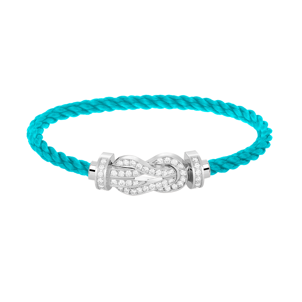 CHANCE LARGE 8 FIGURE BUCKLE FULL DIAMOND BRACELET SILVER