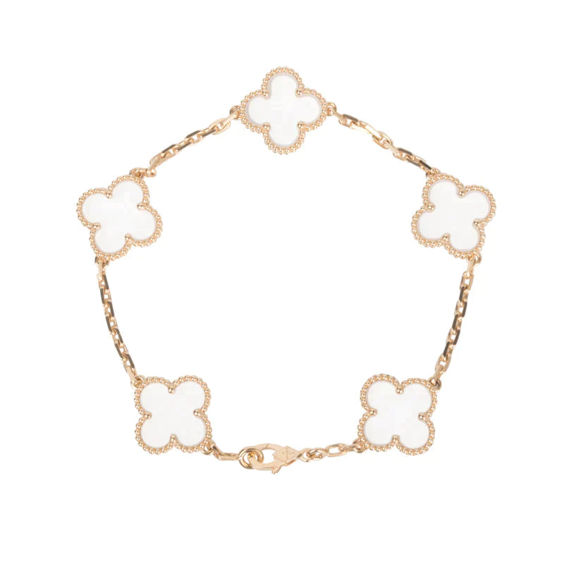 CLOVER 5 MOTIF ROCK CRYSTAL BRACELET