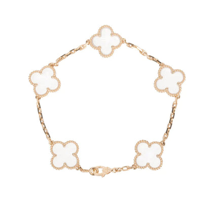 CLOVER 5 MOTIF ROCK CRYSTAL BRACELET
