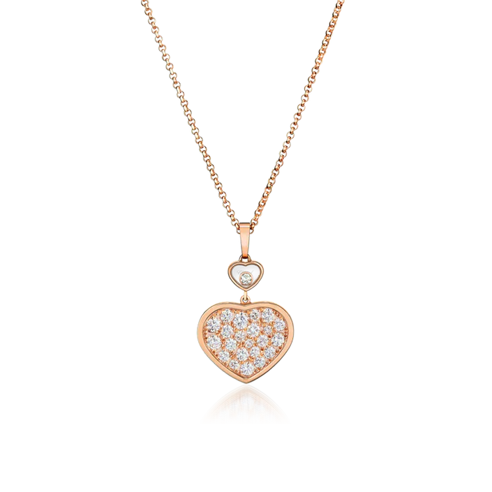 Collier Luxefy Happy Heart en or rose entièrement serti de diamants