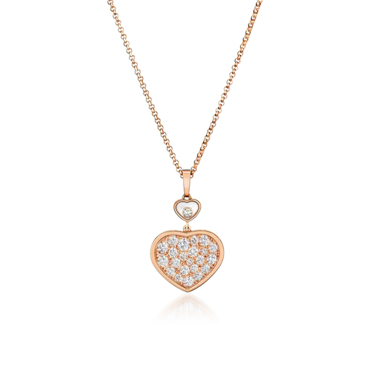 HAPPY HEART NECKLACE PINK GOLD FULL DIAMOND