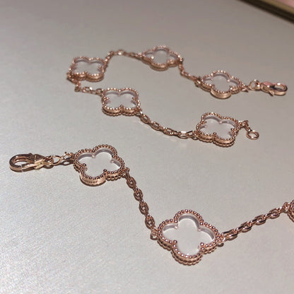 CLOVER 5 MOTIF ROCK CRYSTAL BRACELET