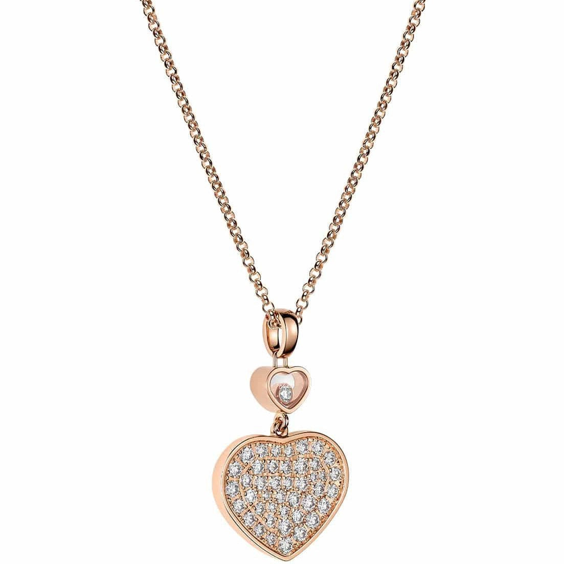 Collier Luxefy Happy Heart en or rose entièrement serti de diamants