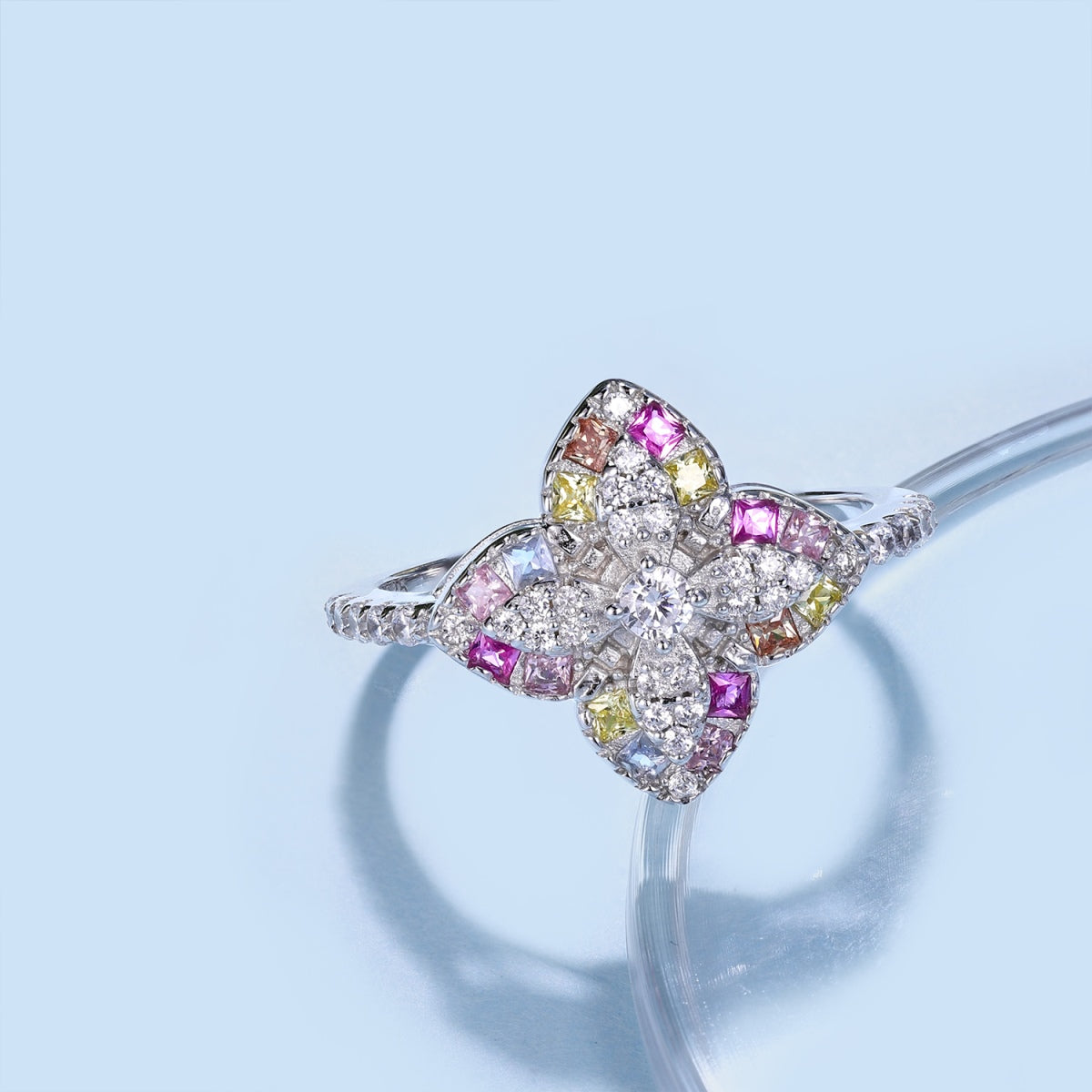 [HOT]豪華なカラフルな花の形のバンケットリング