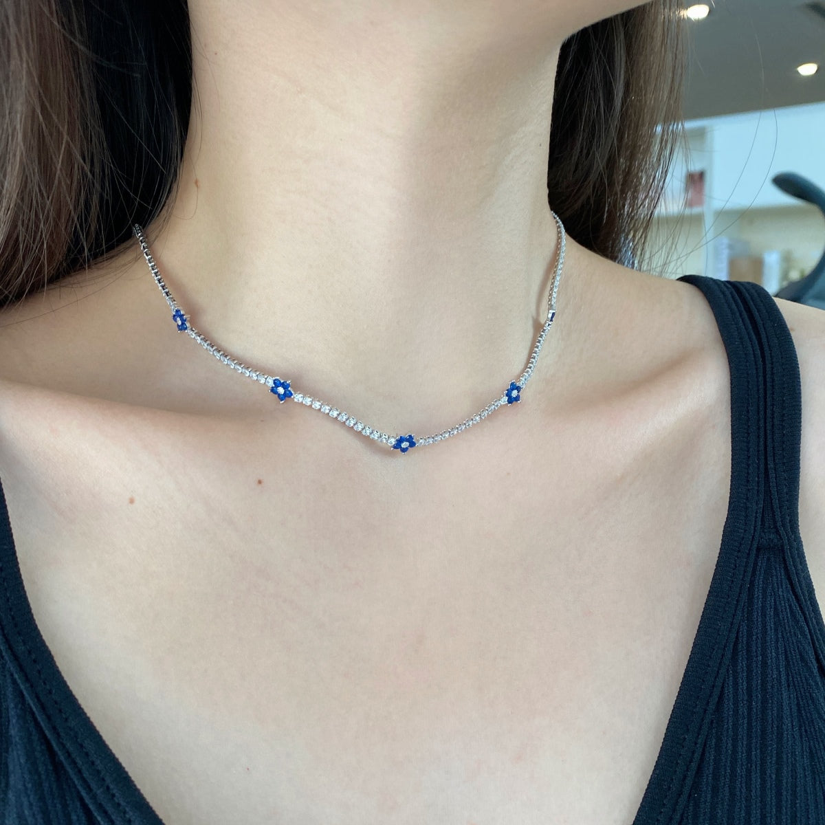 [HOT]ラグジュアリーなカラフルフラワーテニスネックレス
